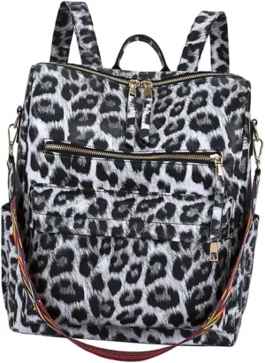 NOLITOY 1pc Backpack Versatile School Travel Bag Shoulder Bag Women Rucksack Bags Leopard Bookbag Large Storage Bag Book Bag Fashion Shoulder Bag White Pu
