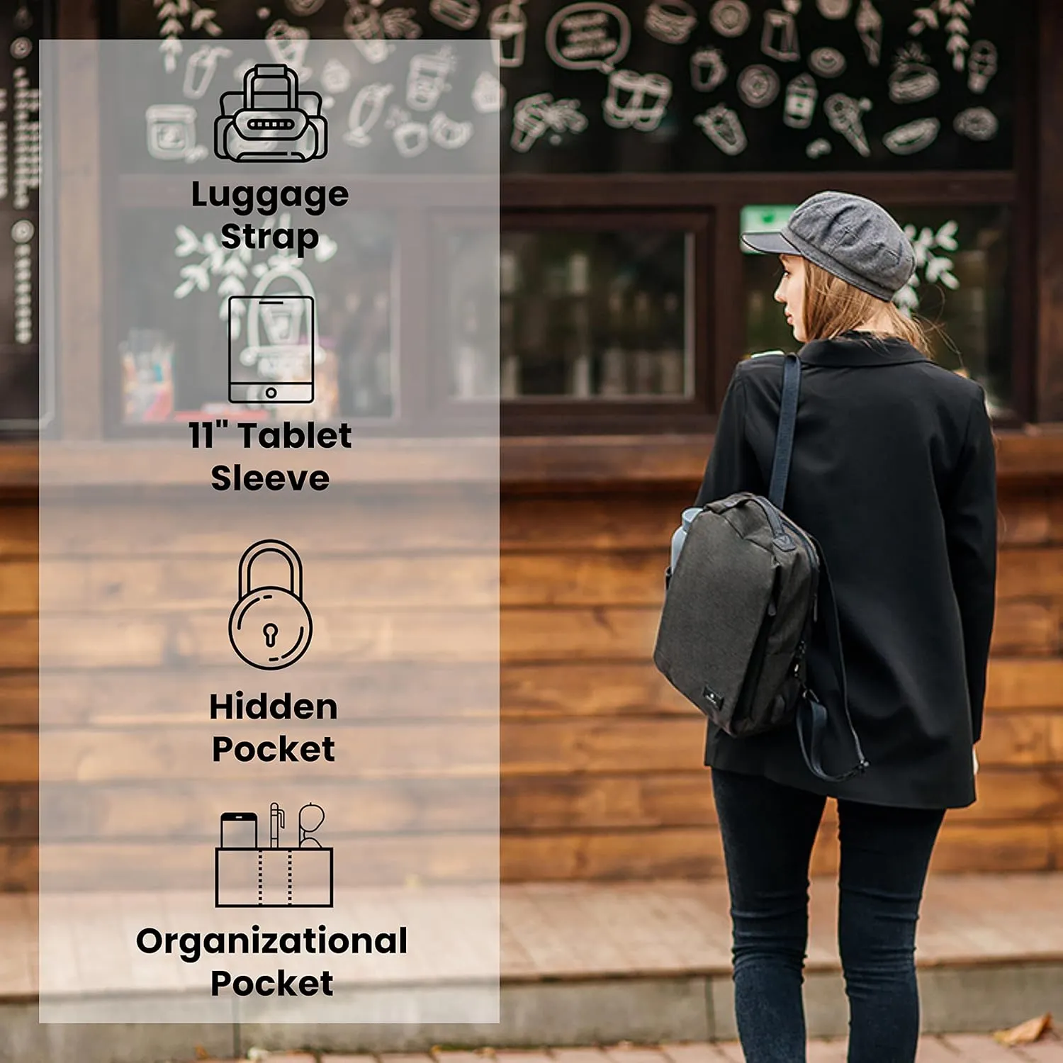 Nordace Siena II Mini Smart Backpack for Everyday Use with USB Charging Port, Water Resistant - Sleek Laptop Backpack for Daily Tasks, Work, and Casual Adventures (Black)