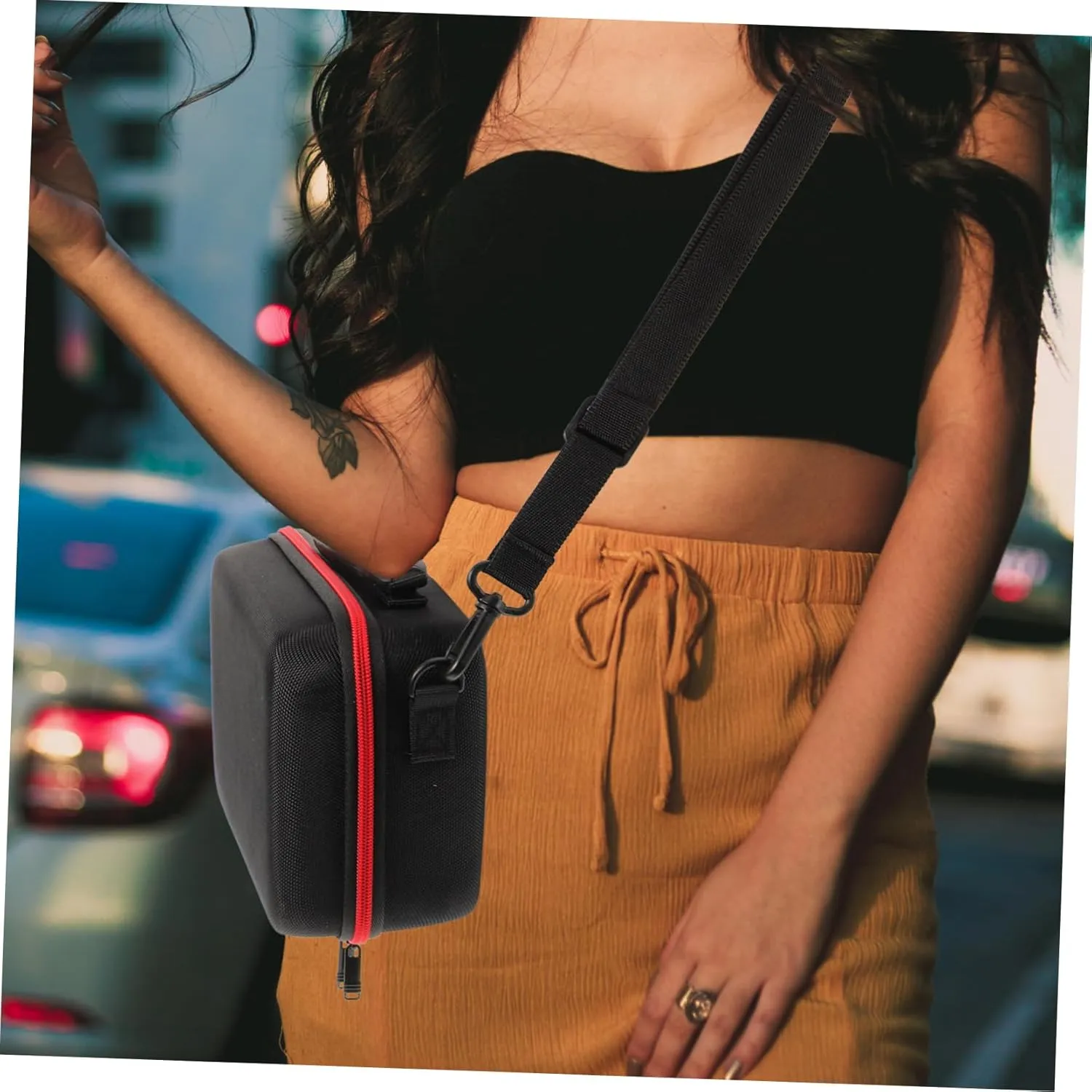 NUOBESTY Small Camera Bag DIY Storage Pouch with Handle for Digital Devices Compartments for Travel and Organization of Camera Accessories