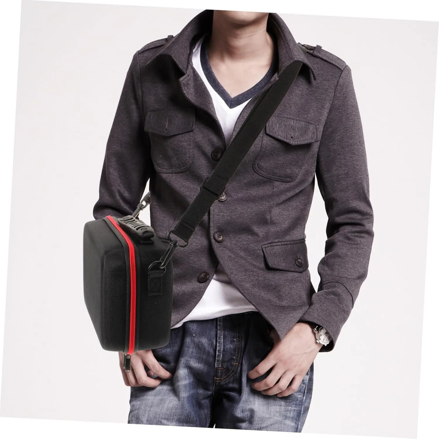 NUOBESTY Small Camera Bag DIY Storage Pouch with Handle for Digital Devices Compartments for Travel and Organization of Camera Accessories