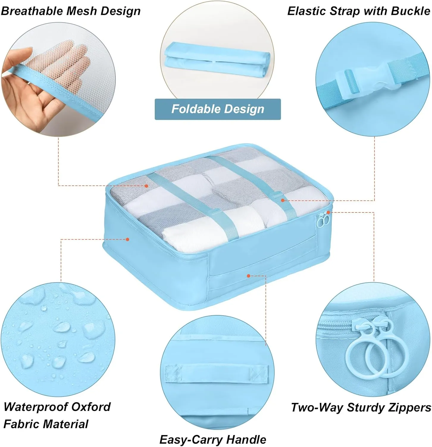 Packing Cubes 7 Set Travel Cubes for Suitcases Lightweight Luggage Packing Orginzers