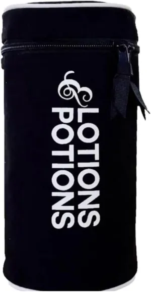 Personalised Toiletry Bag for Lotions | Monogrammed Travel Skincare Bags | Sunscreen Bags for Traveling | Skincare Case for Travel | Round Makeup Bag | Black