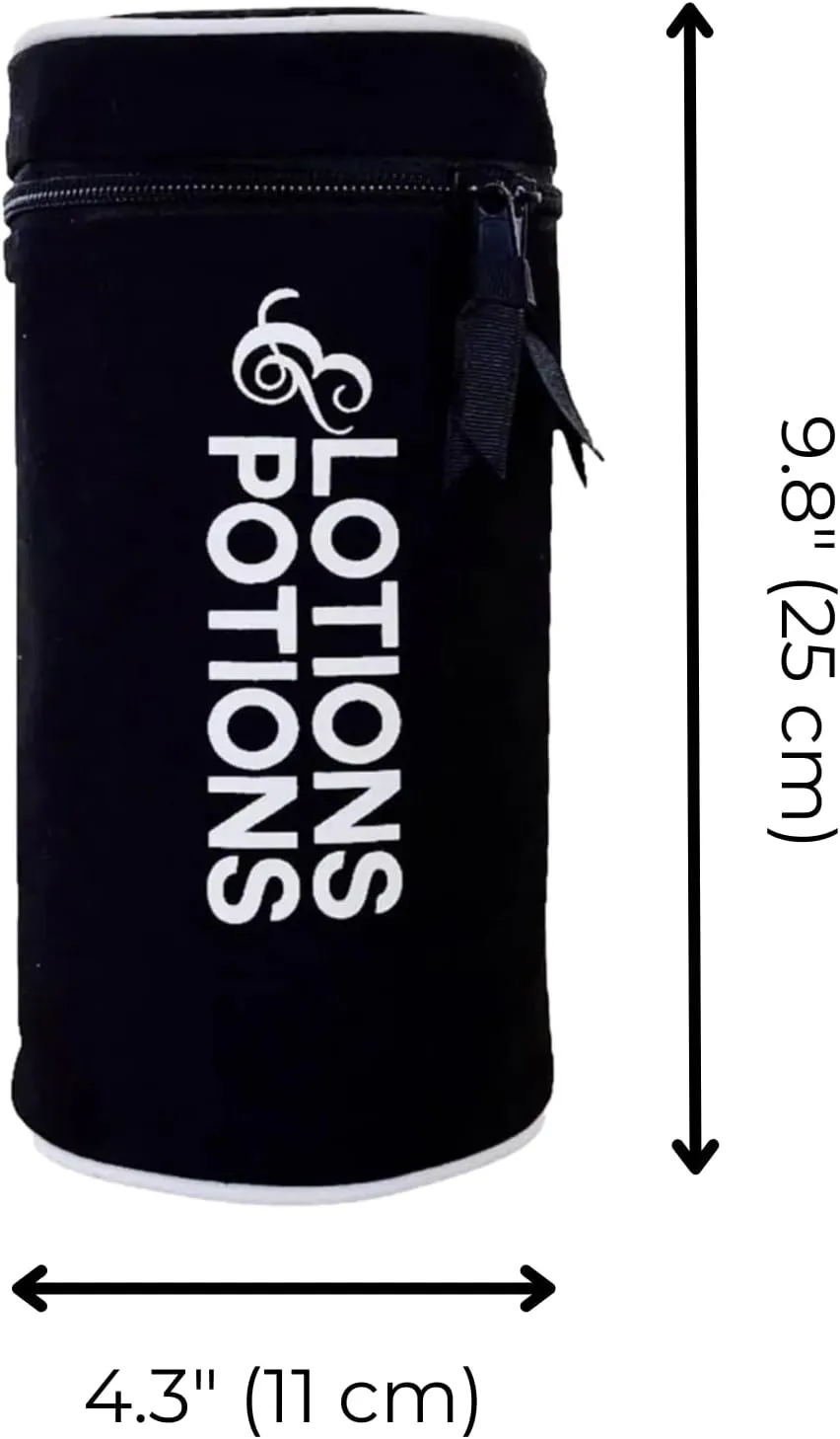 Personalised Toiletry Bag for Lotions | Monogrammed Travel Skincare Bags | Sunscreen Bags for Traveling | Skincare Case for Travel | Round Makeup Bag | Black
