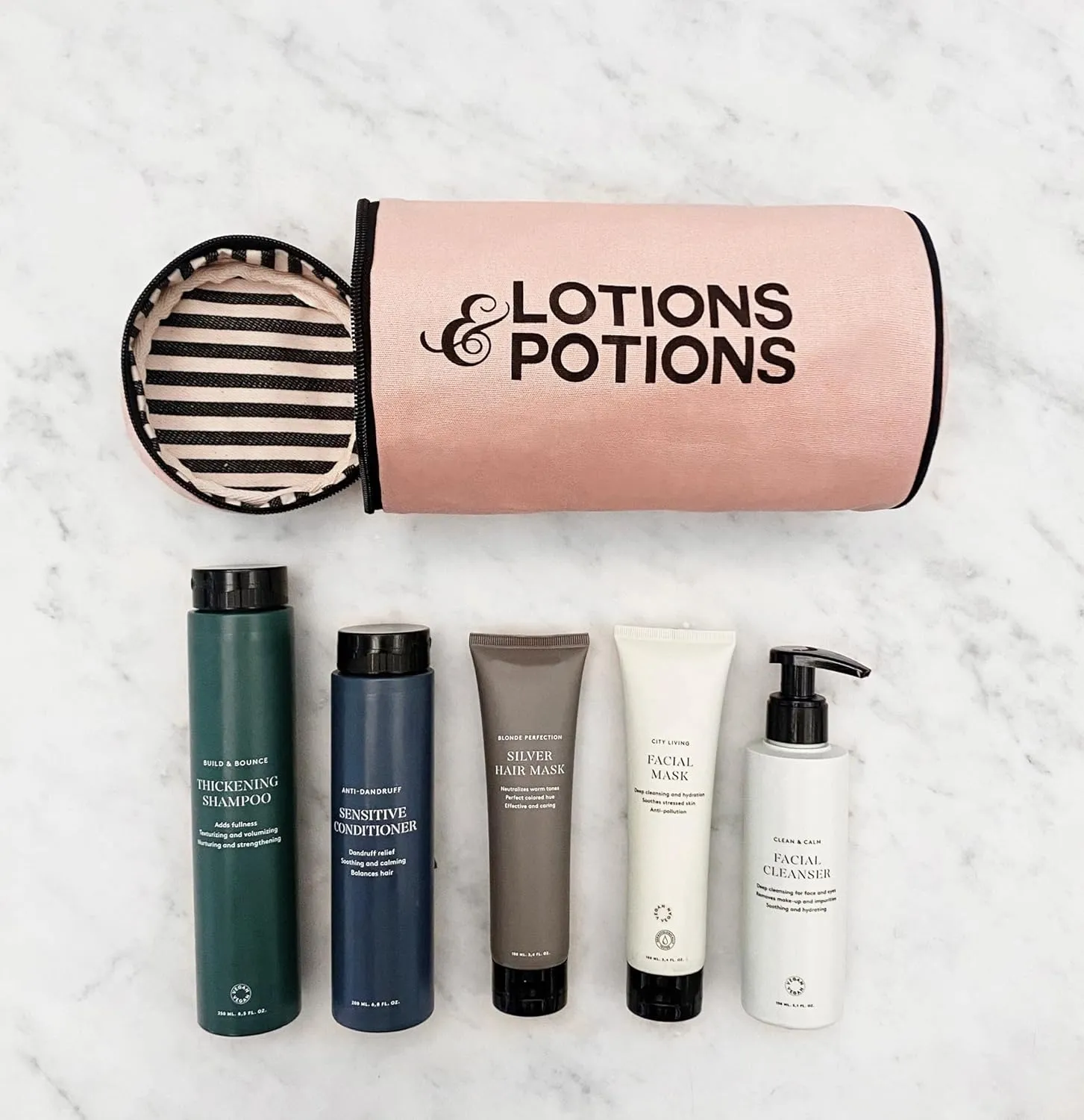Personalised Toiletry Bag for Lotions | Monogrammed Travel Skincare Bags | Sunscreen Bags for Traveling | Skincare Case for Travel | Round Makeup Bag | Pink/Blush