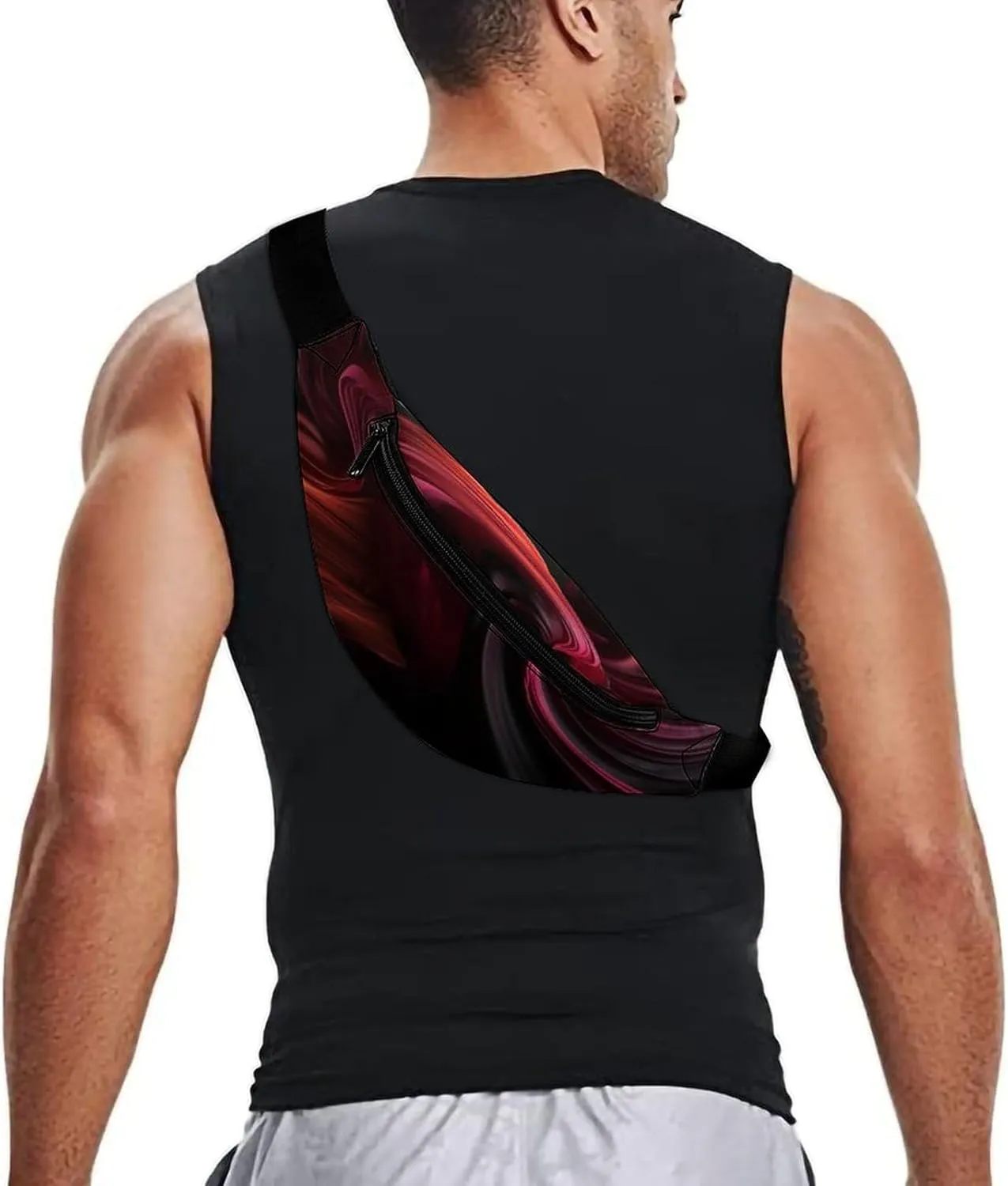 Personalized Waist Packs with Adjustable Strap,Red Pattern CrossBody Fanny Pack Casual Bag for Travel Sports Running Hiking