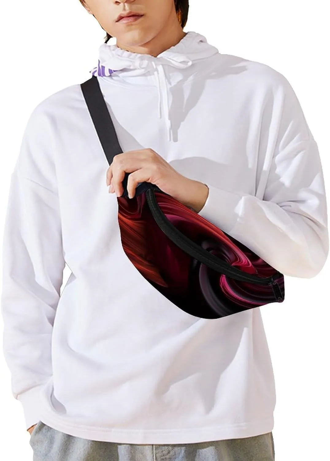 Personalized Waist Packs with Adjustable Strap,Red Pattern CrossBody Fanny Pack Casual Bag for Travel Sports Running Hiking