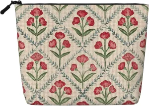 Pink Floral Flower Makeup Bag Travel Cosmetic Bag Organizer Toiletry Bag Make Up Bags For Women Girls Large Light