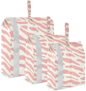 Pink Tiger Stripes Packing Cubes Set of 3, Lightweight Travel Luggage Organizers Foldable Bags for Easy Packing and Organization