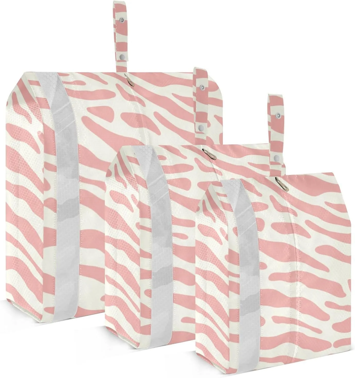 Pink Tiger Stripes Packing Cubes Set of 3, Lightweight Travel Luggage Organizers Foldable Bags for Easy Packing and Organization