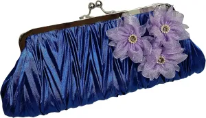 Pleated Frame Metal Chain Evening Clutch Purse Silk Satin Women's Clutch Bag Handbag