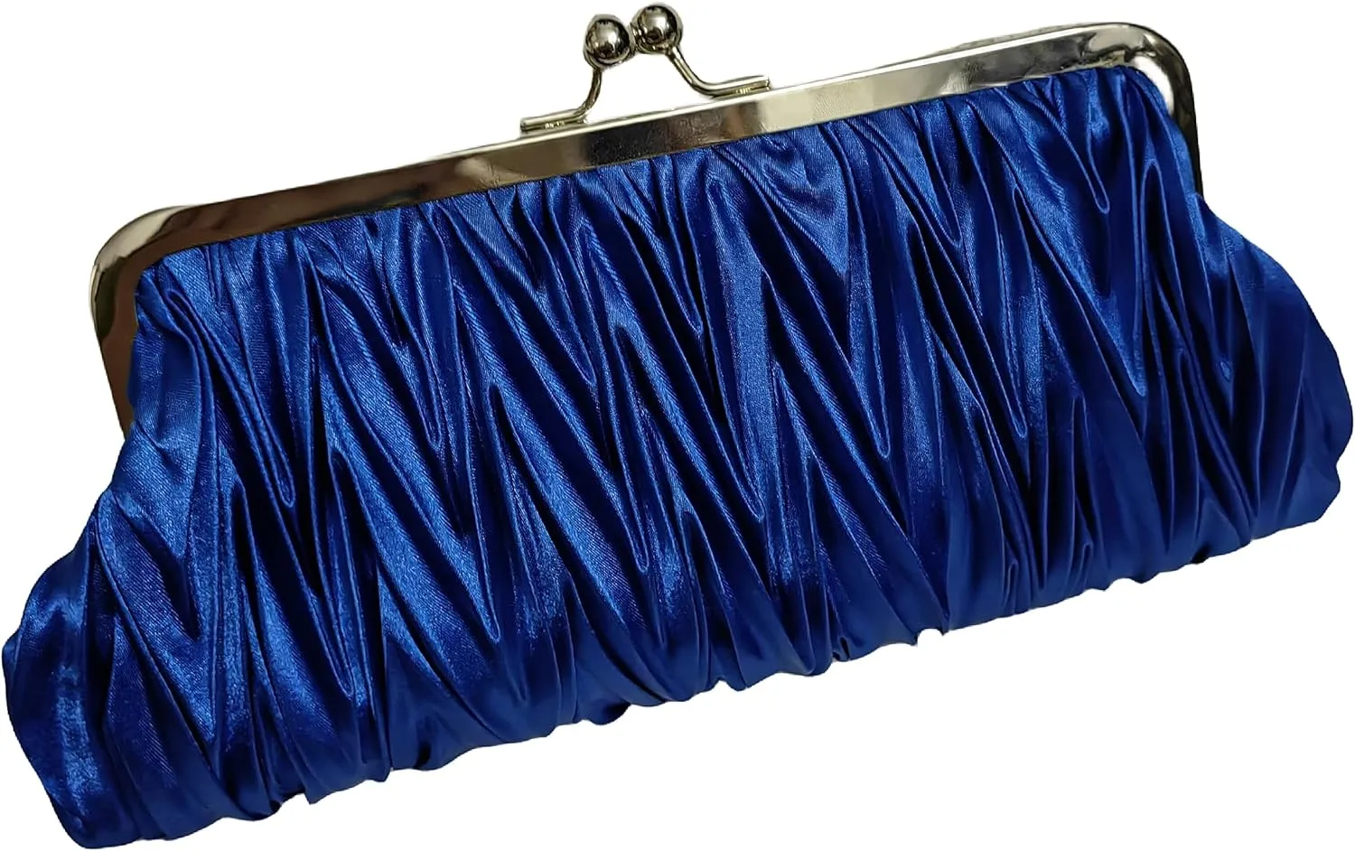 Pleated Frame Metal Chain Evening Clutch Purse Silk Satin Women's Clutch Bag Handbag