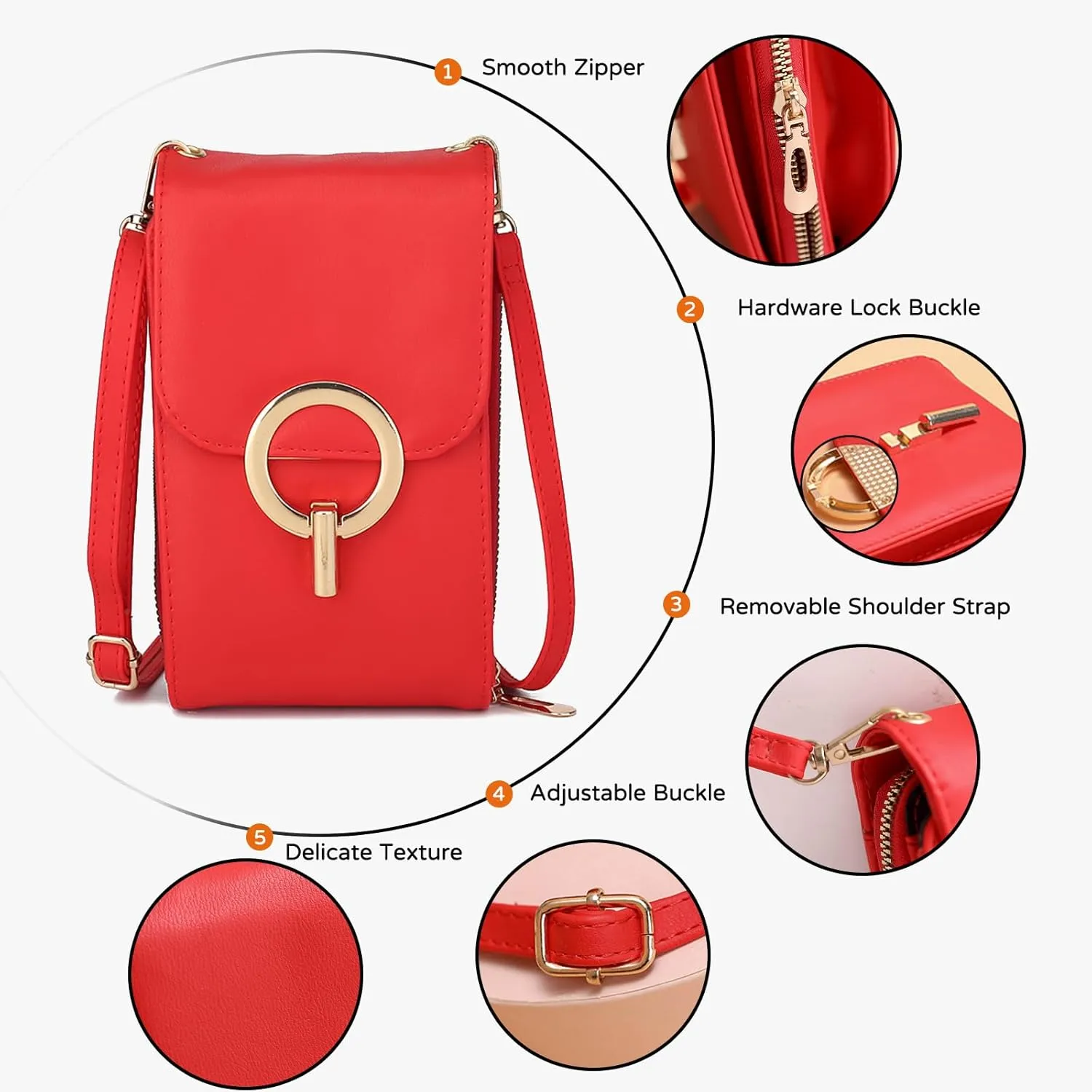 PORRASSO Crossbody Phone Bag Women Fashion Shoulder Bag Ladies Waterproof Purse Wallet Satchel for Dating Shopping Traveling Light Blue