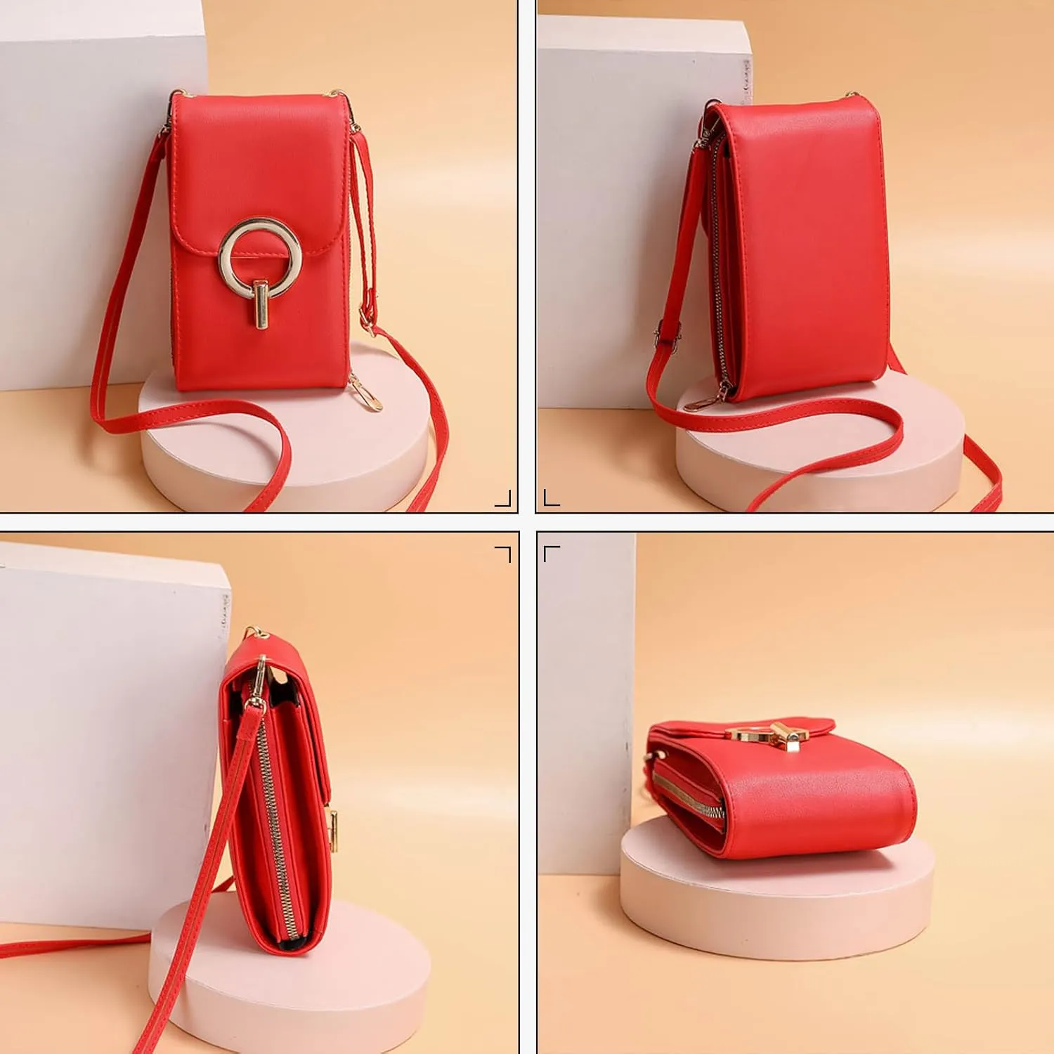 PORRASSO Crossbody Phone Bag Women Fashion Shoulder Bag Ladies Waterproof Purse Wallet Satchel for Dating Shopping Traveling Light Blue