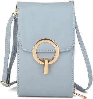 PORRASSO Crossbody Phone Bag Women Fashion Shoulder Bag Ladies Waterproof Purse Wallet Satchel for Dating Shopping Traveling Light Blue