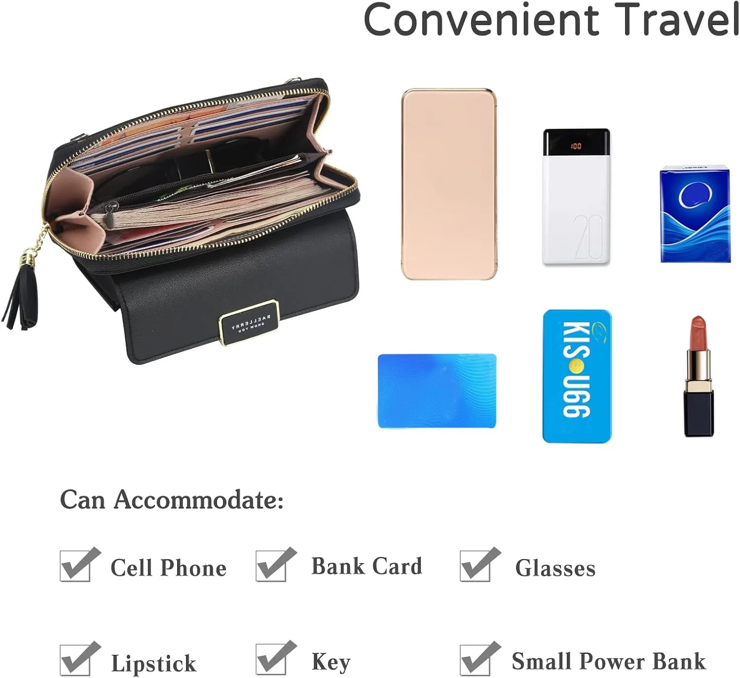 PORRASSO Crossbody Wallet Women's Phone Bag Shoulder Bag Fashion Clutch Purse Bag PU Wallet for Party Wedding Travelling Light Grey