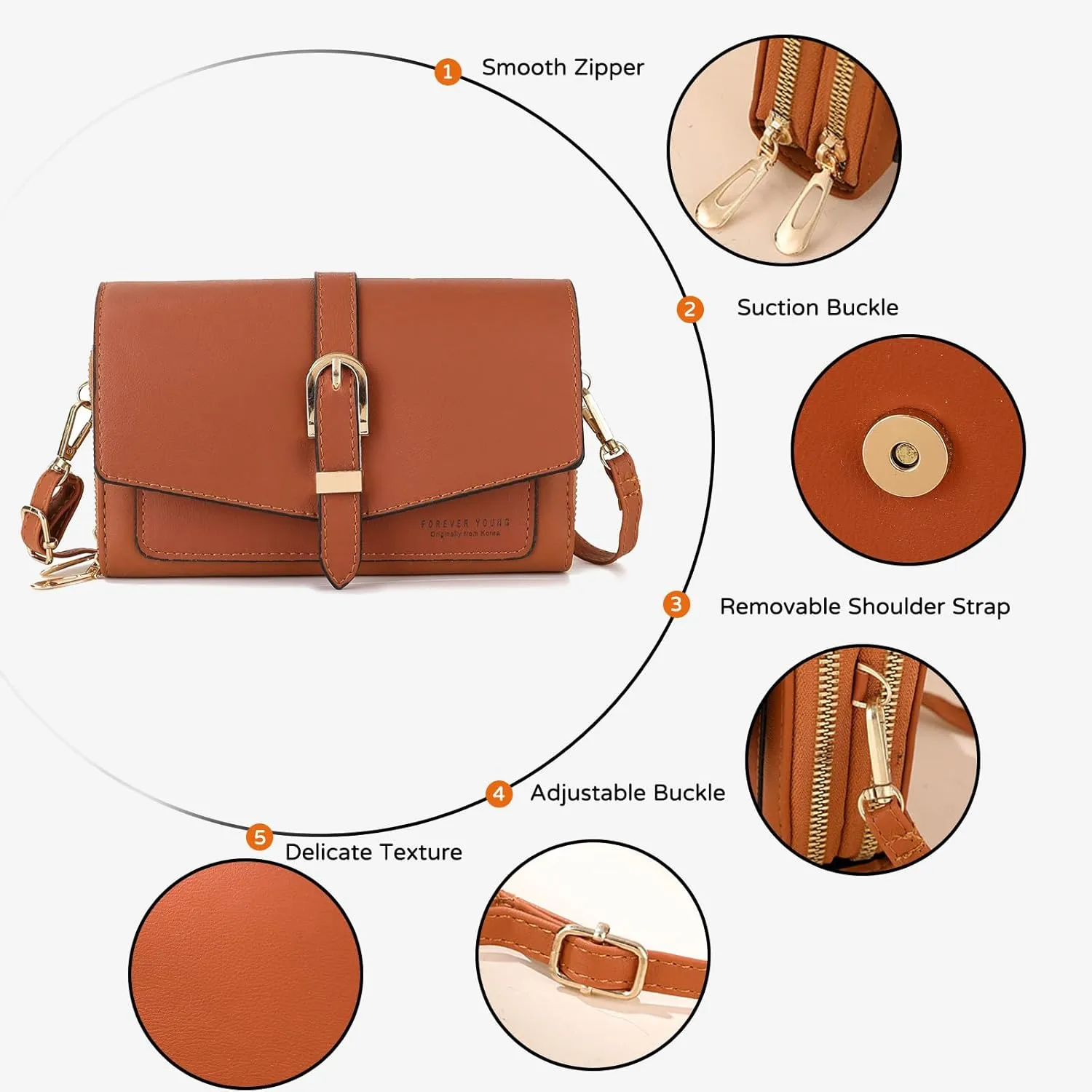PORRASSO Elegant Wallet Crossbody Phone Bag Women's Shoulder Bag Clutch Purse Bag PU Wallet for Party Wedding Travelling Light Green