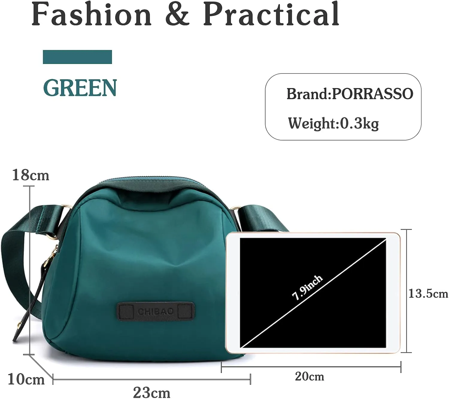 PORRASSO Women Crossbody Bag Casual Shoulder Bag Lightweight Waist Pack