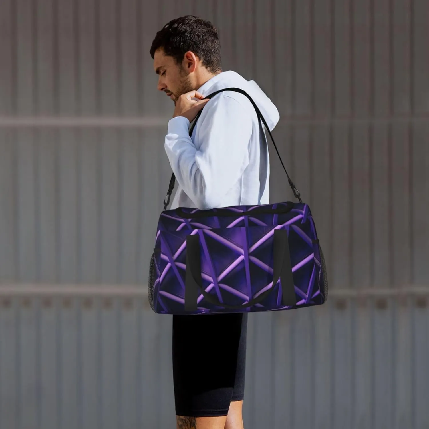 Purple Light Travel Duffel Bag Large Foldable Waterproof Overnight Bag For Beach Swim Bags Pool Sports Gym