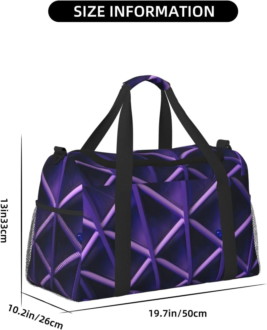 Purple Light Travel Duffel Bag Large Foldable Waterproof Overnight Bag For Beach Swim Bags Pool Sports Gym