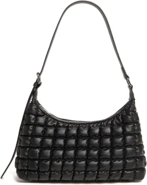 Quilted Crossbody Bags for Women Leather Vegan Pleated Plaid Purse Shoulder Bags Lightweight Puffer Bag Satchel Handbag