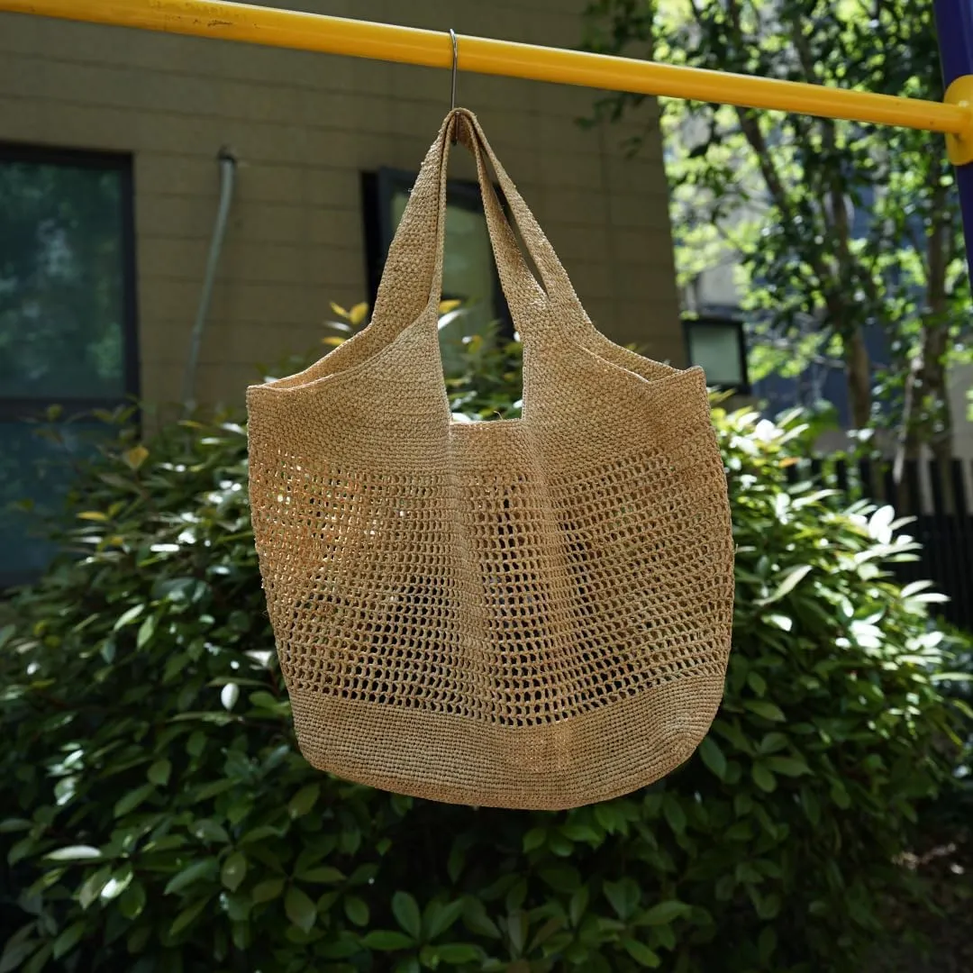 Raffia Straw Woven Totes Shoulder Crossbody Bag Handbag Hobo Hollow Beach Vacation Seaside Crochet Versatile Purse Chic