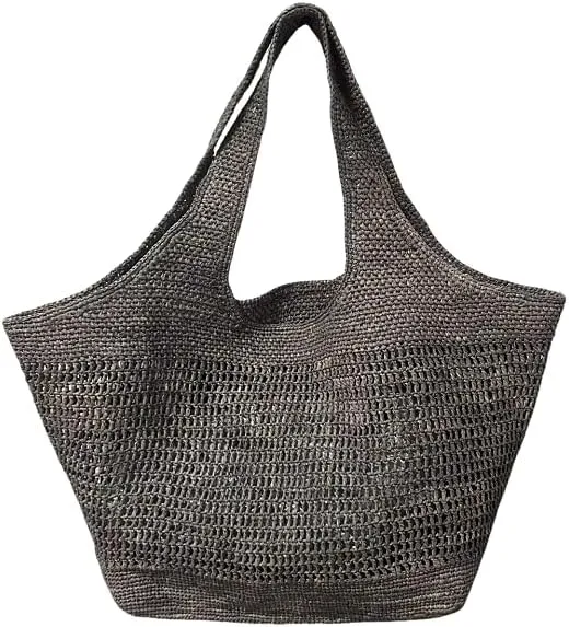 Raffia Straw Woven Totes Shoulder Crossbody Bag Handbag Hobo Hollow Beach Vacation Seaside Crochet Versatile Purse Chic