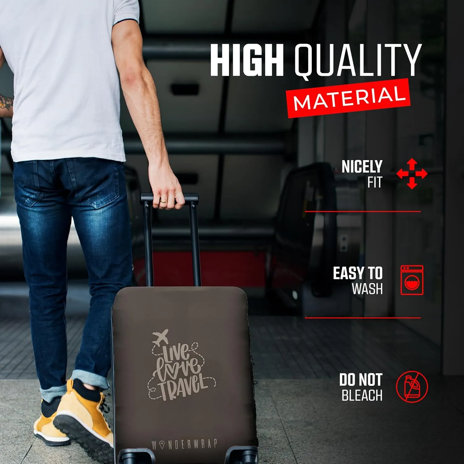 Reversible Luggage Covers & Protectors - Versatile & Washable Luggage & Suitcase Covers | Anti-Scratch Suitcase Cover (Charcoal Brown Departure Board, Large (65-71 x 43-48 x 26-30cm))