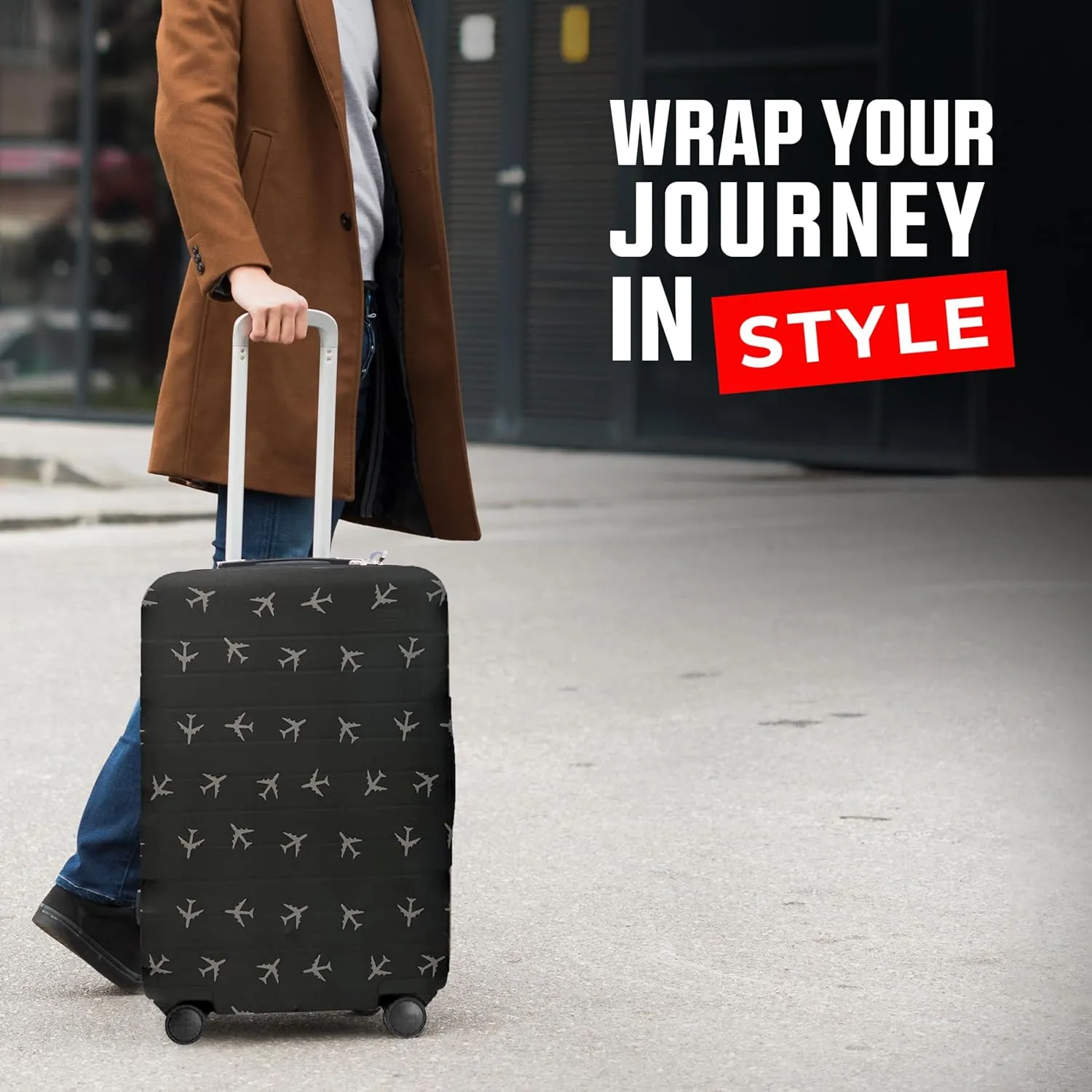 Reversible Luggage Covers & Protectors - Versatile & Washable Luggage & Suitcase Covers | Anti-Scratch Suitcase Cover for Travel (Black City Codes, Large (65-71 x 43-48 x 26-30cm))
