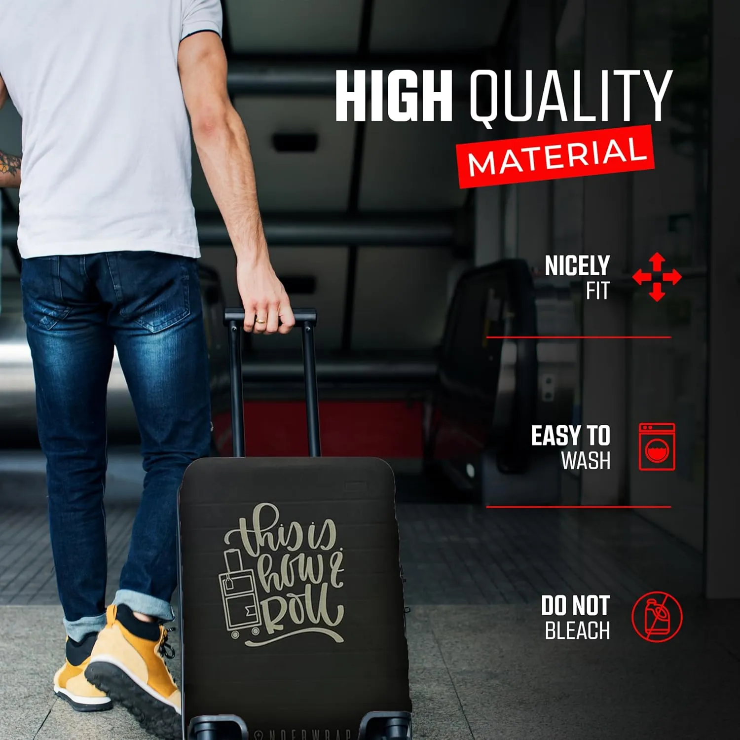Reversible Luggage Covers & Protectors - Versatile & Washable Luggage & Suitcase Covers | Anti-Scratch Suitcase Cover for Travel (Black City Codes, Large (65-71 x 43-48 x 26-30cm))