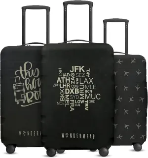 Reversible Luggage Covers & Protectors - Versatile & Washable Luggage & Suitcase Covers | Anti-Scratch Suitcase Cover for Travel (Black City Codes, Large (65-71 x 43-48 x 26-30cm))