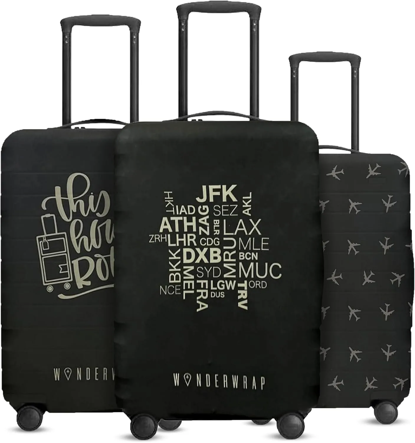 Reversible Luggage Covers & Protectors - Versatile & Washable Luggage & Suitcase Covers | Anti-Scratch Suitcase Cover for Travel (Black City Codes, Large (65-71 x 43-48 x 26-30cm))