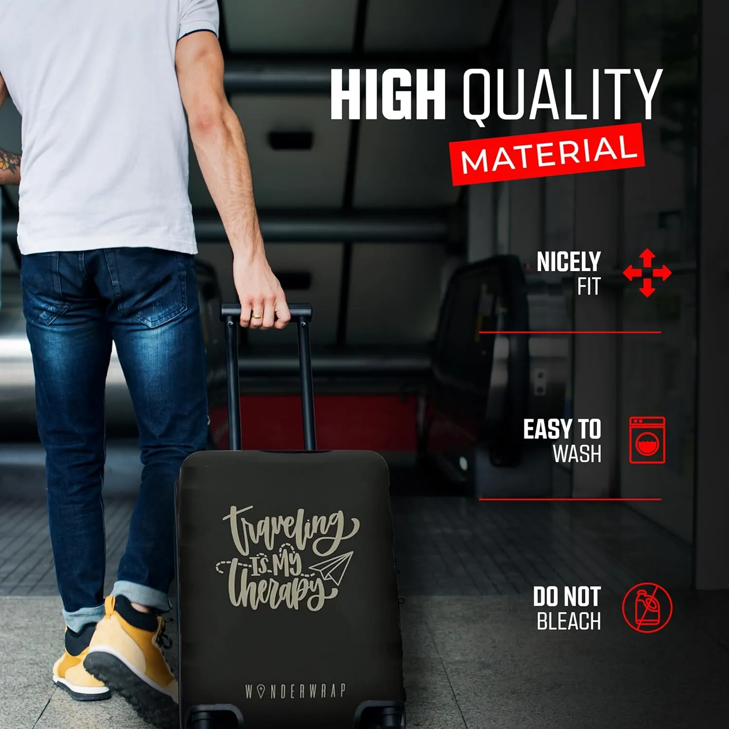Reversible Luggage Covers & Protectors - Versatile & Washable Luggage & Suitcase Covers | Anti-Scratch Suitcase Cover for Travel (Black Hot Air Balloon, Large (65-71 x 43-48 x 26-30cm))