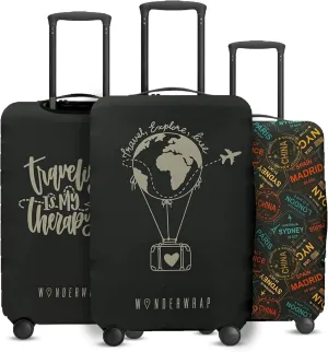 Reversible Luggage Covers & Protectors - Versatile & Washable Luggage & Suitcase Covers | Anti-Scratch Suitcase Cover for Travel (Black Hot Air Balloon, Large (65-71 x 43-48 x 26-30cm))