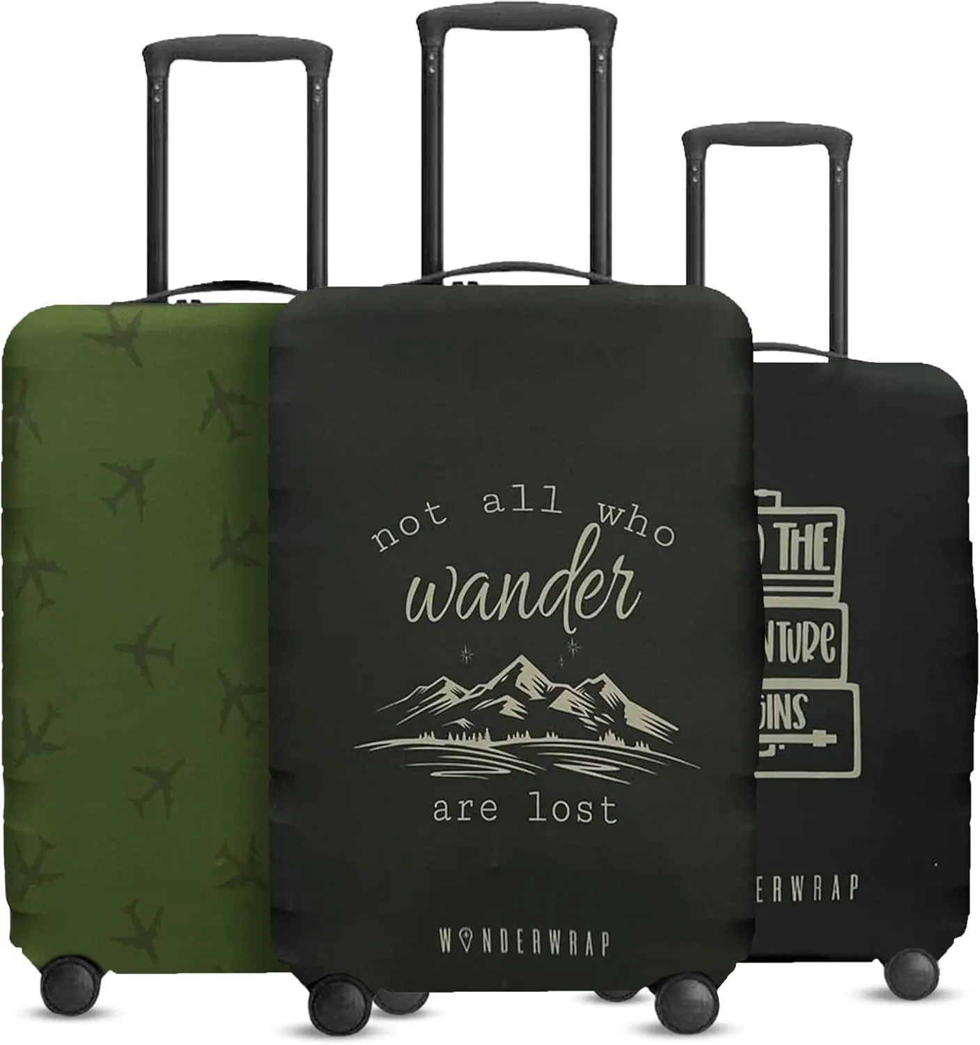 Reversible Luggage Covers & Protectors - Versatile & Washable Luggage & Suitcase Covers | Anti-Scratch Suitcase Cover for Travel (Black Wander, Large (65-71 x 43-48 x 26-30cm))