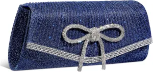 Rhinestone Clutch Evening Bag Dark Blue for Women for Parties Weddings and Formal Gatherings