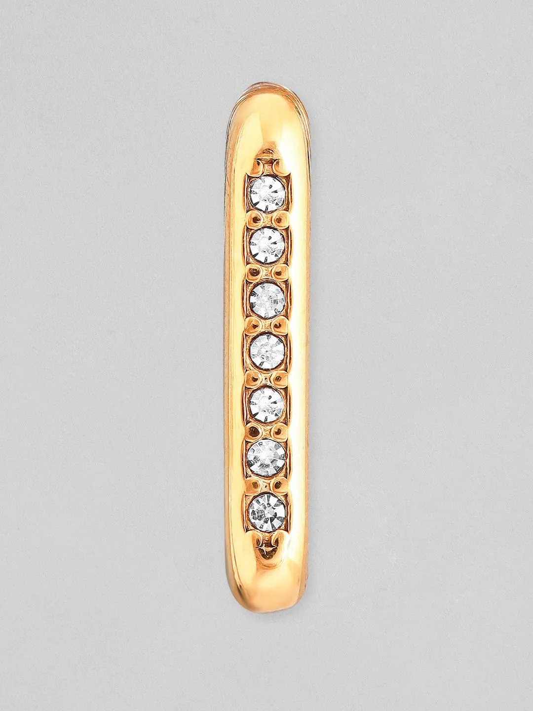 Rubans Voguish 18K Gold Plated Stainless Steel Waterproof Rectangular Hoop Errings With Zircons Studded.