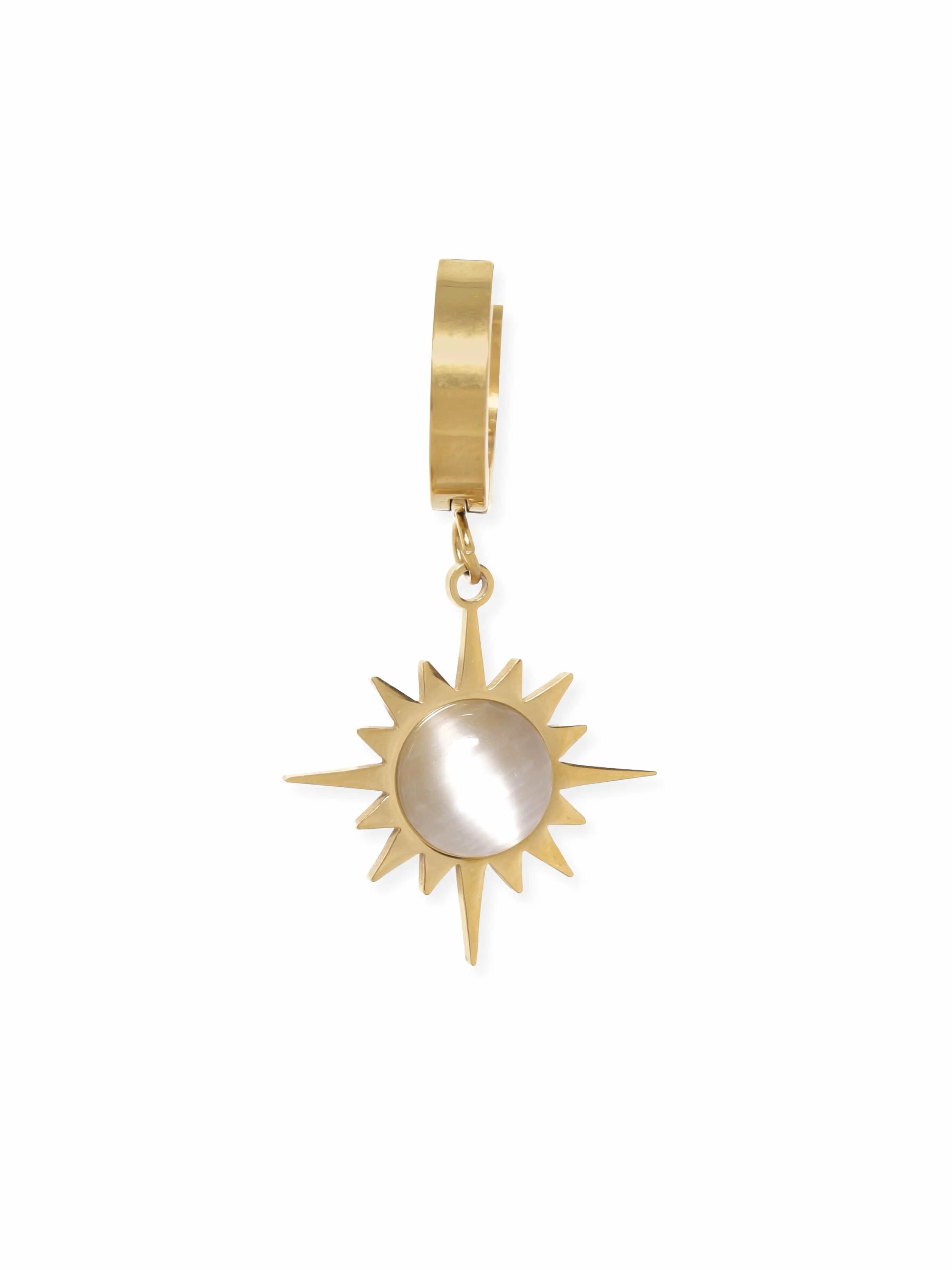Rubans Voguish 22K Gold plated Stainless Steel Waterproof Sunburst Tarnish free Huggie hoop Drop Earrings