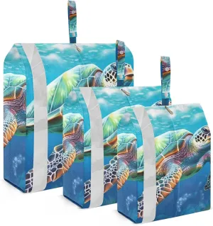 Sea Turtle Packing Cubes Set of 3, Lightweight Travel Luggage Organizers Foldable Bags for Easy Packing and Organization