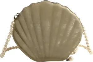 Shell purse Clutch bag VanThai Le - Evening Bags Shell Shape Women Clutch Wedding Bridal Handbag Pearl Beaded Chain Party