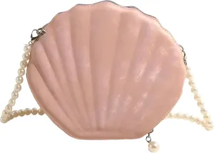 Shell purse Clutch bag VanThai Le - Evening Bags Shell Shape Women Clutch Wedding Bridal Handbag Pearl Beaded Chain Party