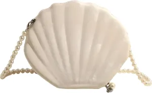 Shell purse Clutch bag VanThai Le - Evening Bags Shell Shape Women Clutch Wedding Bridal Handbag Pearl Beaded Chain Party