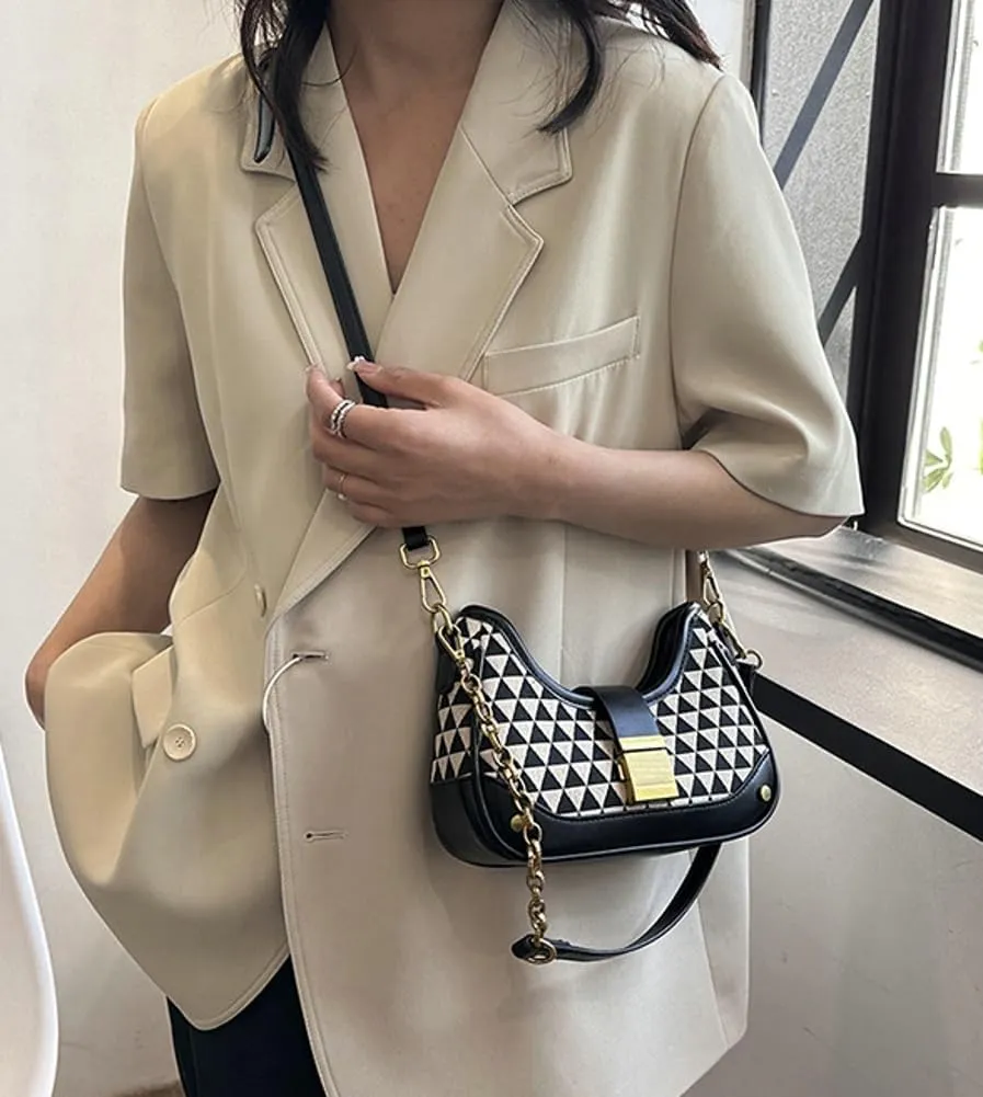 Shoulder Bag Purse for Women Trendy Plaid Hobo Bags Small Crescent Saddle Bags Tote Handbag Crossbody Bag