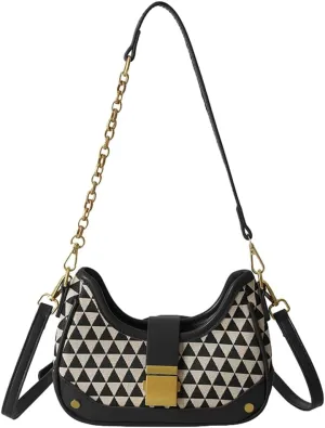 Shoulder Bag Purse for Women Trendy Plaid Hobo Bags Small Crescent Saddle Bags Tote Handbag Crossbody Bag