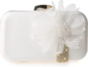 SJSfashion Flower Clutch Purse with crystal trimming Floral Evening Wedding Bag Bridal shoulder Handbag
