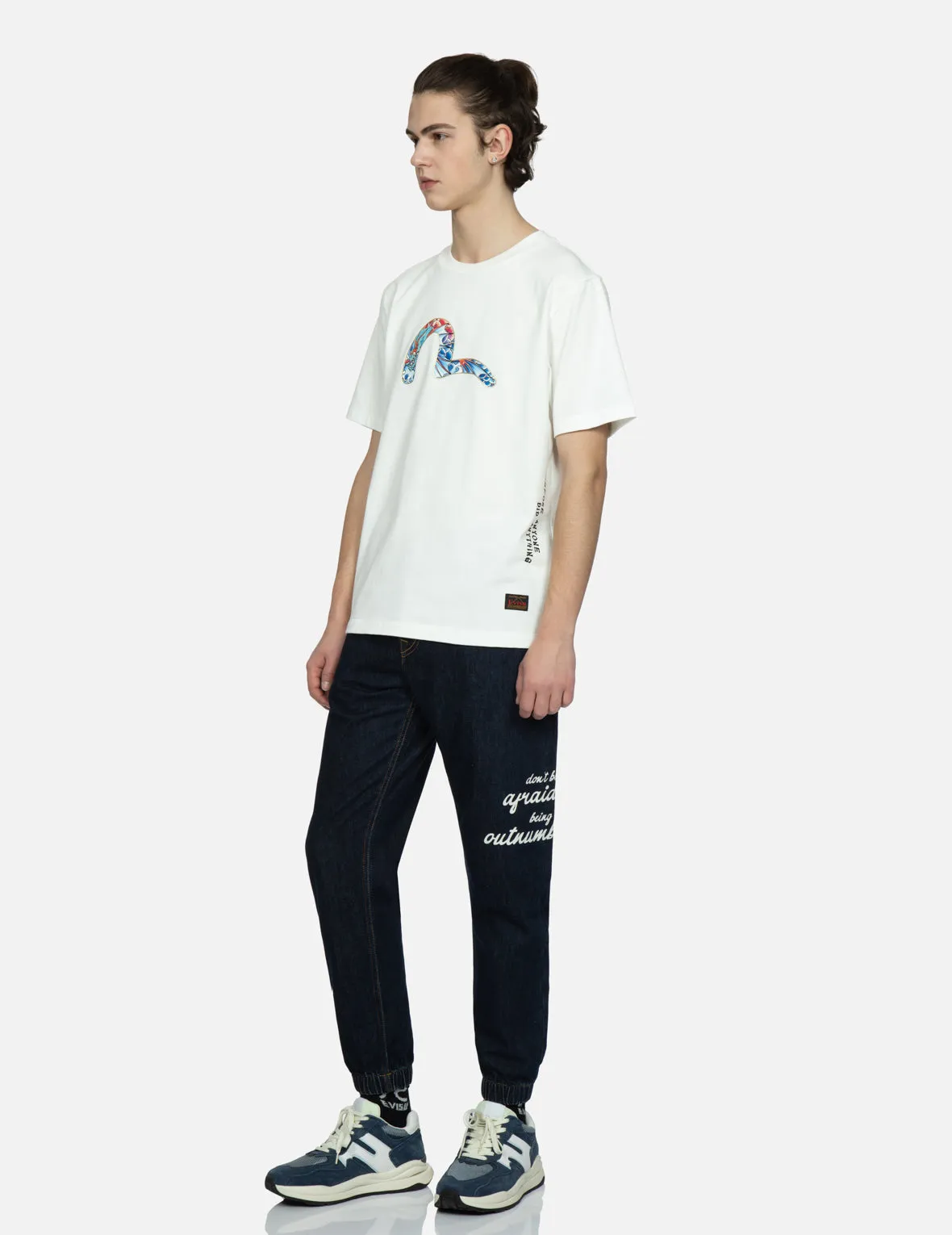 Slogan and Seagull Print Regular-Fit Jogger Pants