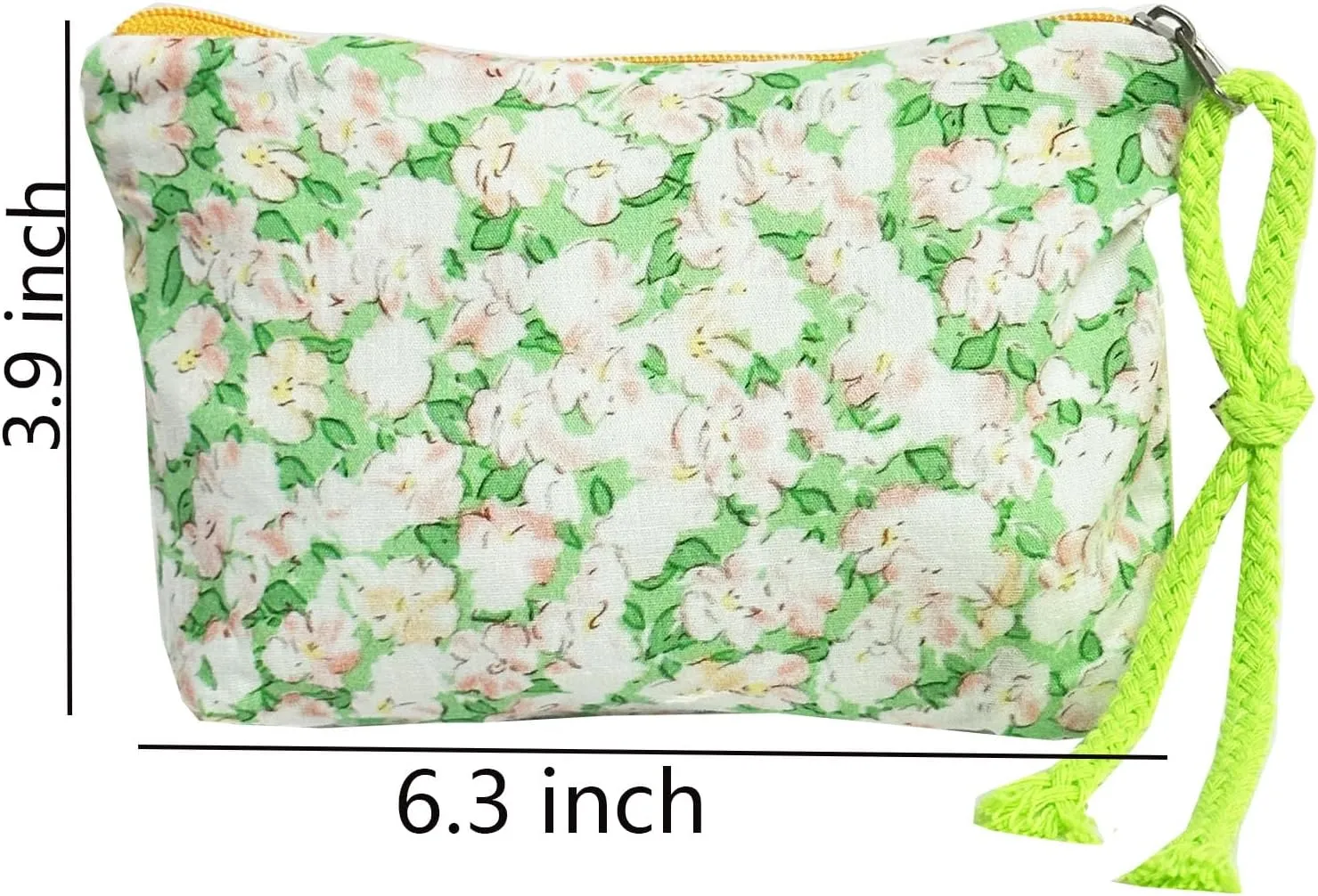 Small Cosmetic Bag for Women Makeup bag Organizer Mini Makeup Pouch Zipper Pouch Coin Purse Light Green Flower