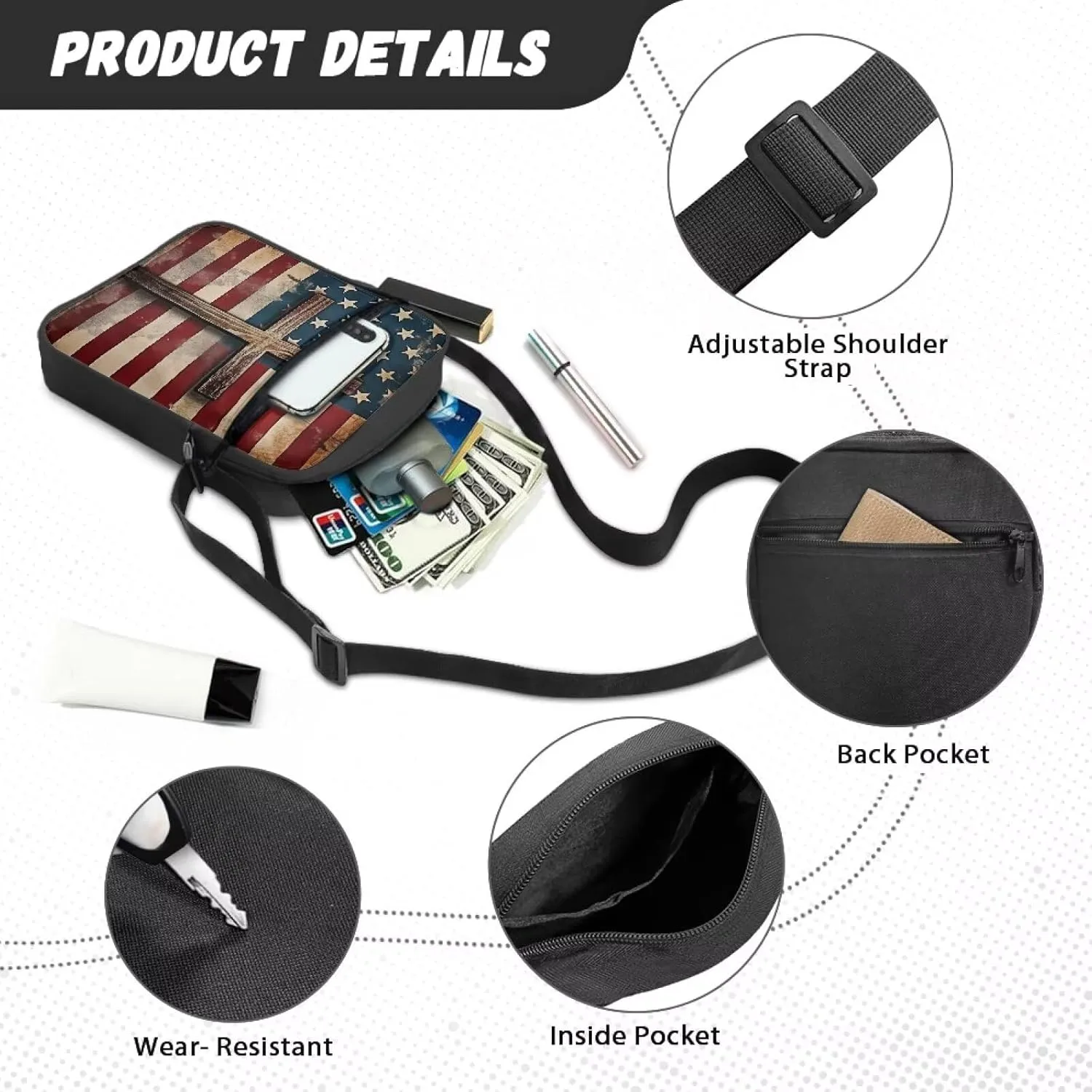 Small Messenger Bag Small Crossbody Bags for Women Men Sling Bag with Adjustable Strap and Pockets