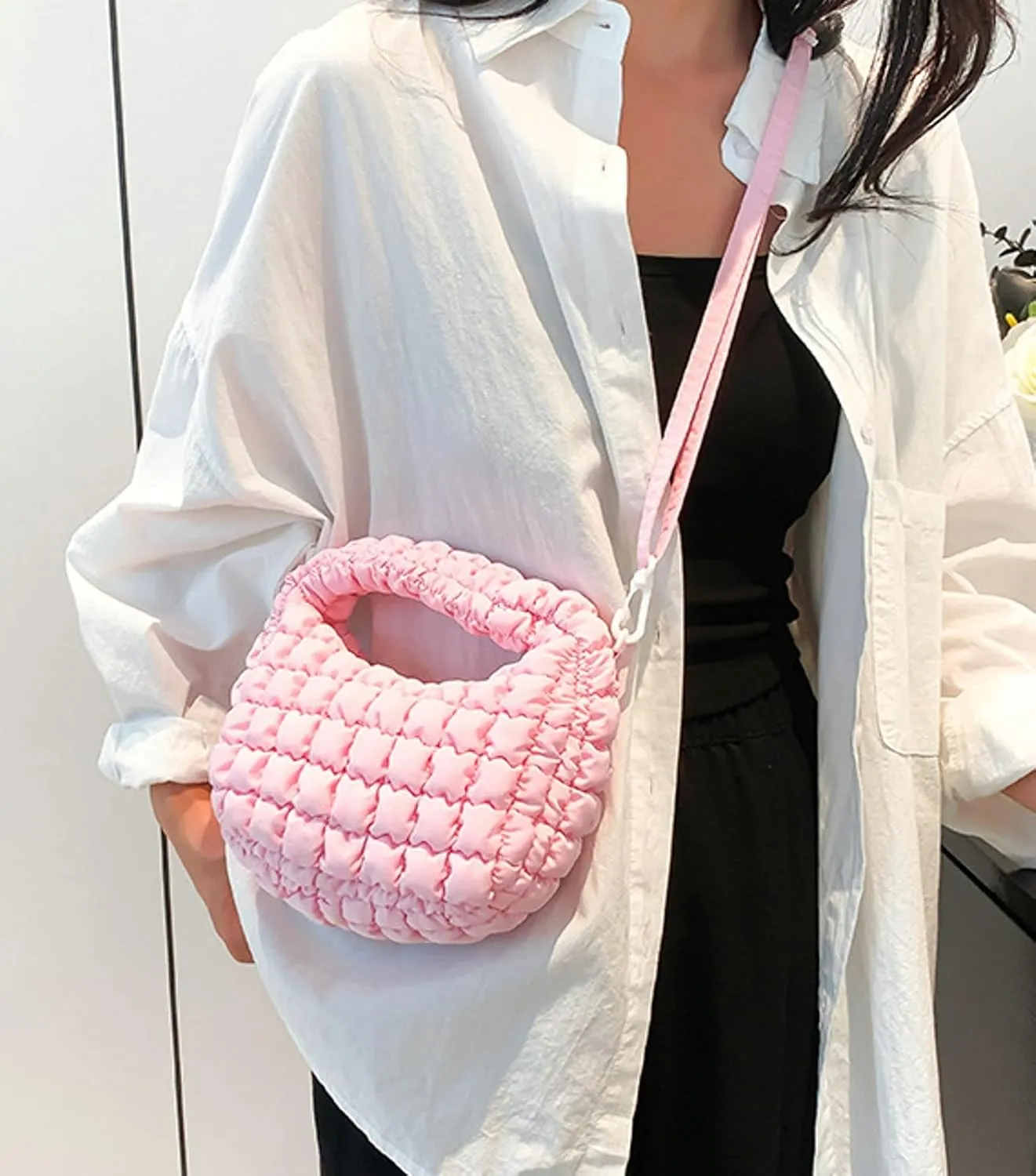 Small Puffer Quilted Shoulder Purse Women 2025 Crossbody Bag Bubble Mini Tote Bag Nylon Handbag Pad Soft Handbag