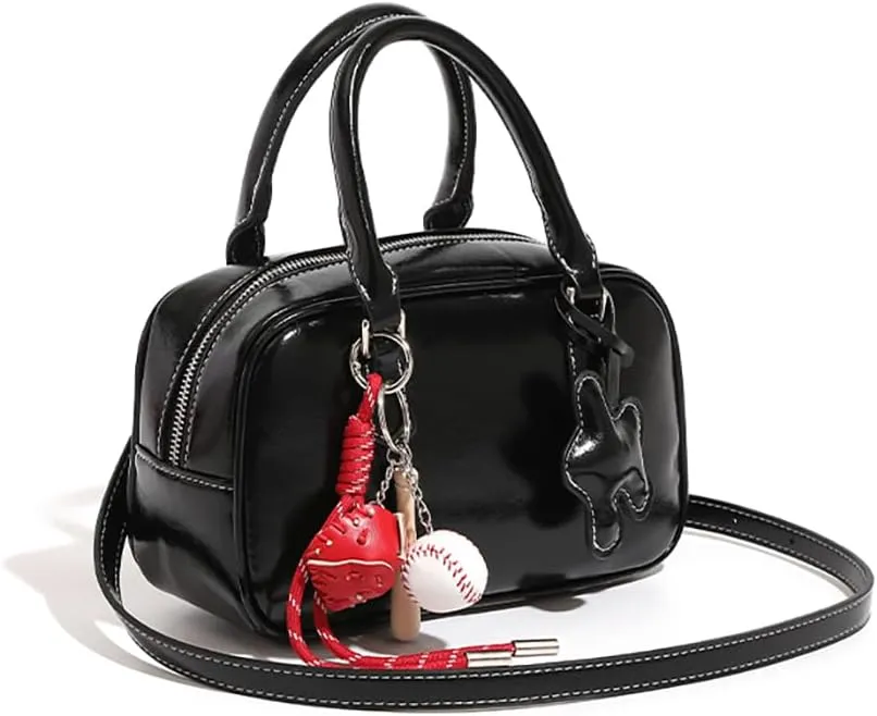 Small Top Handle Satchels for Women Retro Leather Crossbody Bags Trendy Ladies Handbag Bowler Bags Cute Square Purse
