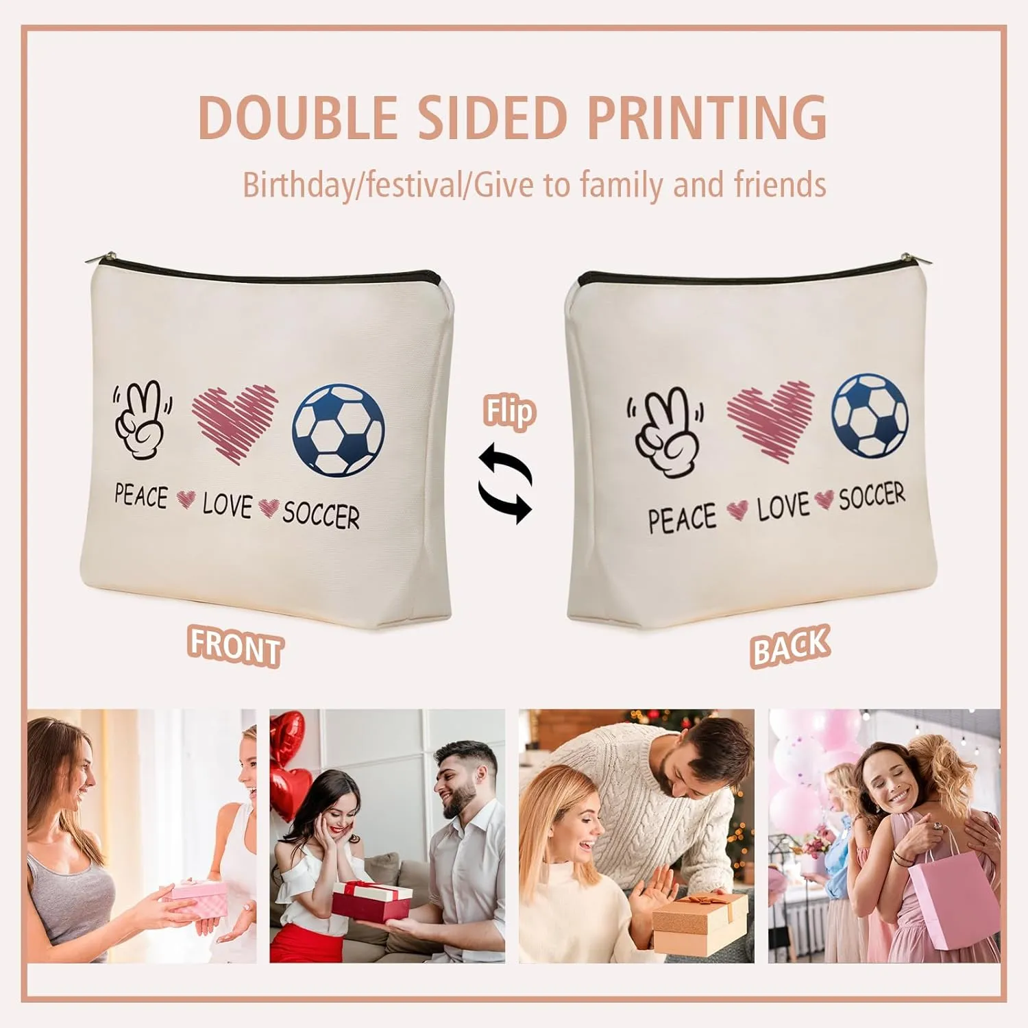 Soccer Gifts Makeup Bag: Versatile Soccer -Themed Cosmetic Bags, Perfect for Teen Grils, Football Lovers Soccer Team Gifts- Ideal Gift for Travel, Parties, Birthdays, Christmas